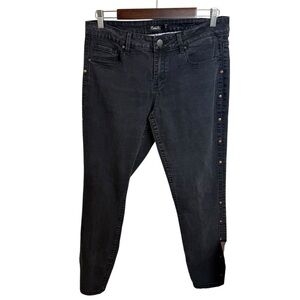 Nanette Lepore | Hamilton Skinny Mid Rise Black Jeans with Rivet Details | Sz 12